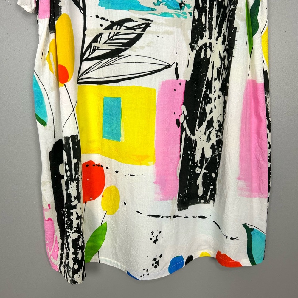 Jams World Hattie Shift Dress Women’s Sz M Tweet Print Colorful Abstract Hawaii - Picture 4 of 8